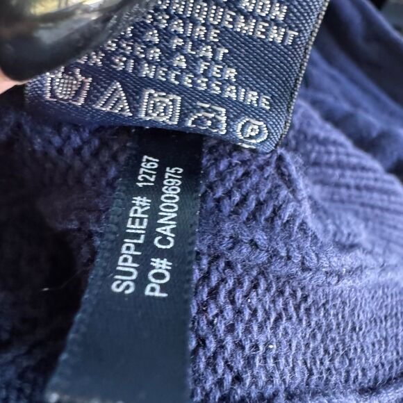 Ralph Lauren turtleneck. Thick cable knit, navy embroidered logo. Cozy prep. - Picture 7 of 10